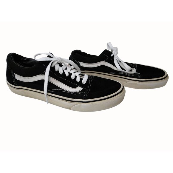 Vans Shoes - Vans Off The Wall Sneakers Black & White Canvas w/ Suede Toe Size M 6.5 W 8
